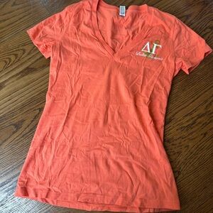 Vintage Coral Delta Gamma DG V-Neck Women's Tee